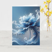 Carte Fleur de Fantaisie Bleue d'Anniversaire (Fleur jaune)
