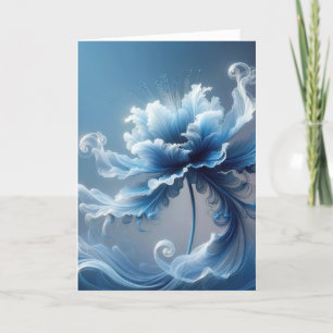 Carte Fleur de Fantaisie Bleue d'Anniversaire