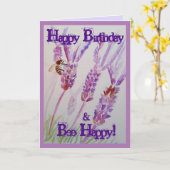 Carte Fleur de lavande et aquarelle d'abeille Anniversai (Fleur jaune)