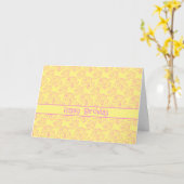 Carte Fleur de ligne rose Motif Jaune Joyeux anniversair (Fleur jaune)