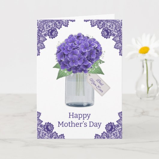 Carte Fleur de lilas rustique dentelle Hydrangea Fête de (Petite plante)