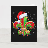 Carte Fleur De Lis Christmas Ornament With Santa Hat Xma (Devant)