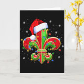 Carte Fleur De Lis Christmas Ornament With Santa Hat Xma (Fleur jaune)