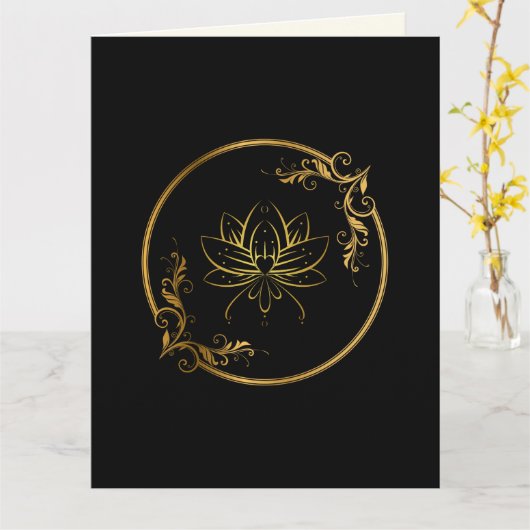 Carte Fleur de lotus dorée riche élégante traditionnelle (Fleur jaune)