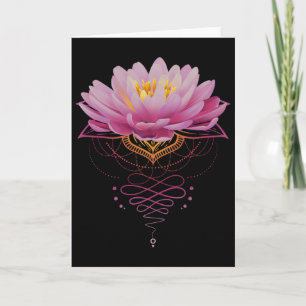 Carte Fleur de lotus spirituelle Unalome Méditation Zen