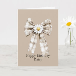 Carte Fleur de marguerite à ruban blanc crème de cacao A