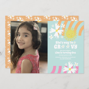 Carte Fleur de marguerite d'été Retro Way Deux photos Su