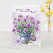 Carte Fleur de naissance Asters violets de septembre (Fleur jaune)