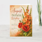 Carte Fleur de naissance d'août Pierre de naissance d'ao (Devant)
