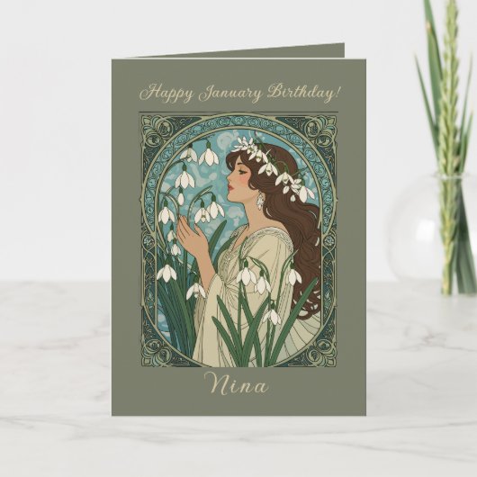 Carte Fleur de naissance de janvier Fleurs de perce-neig (Devant)