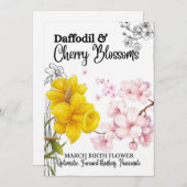 Carte Fleur de naissance, Mars, Daffodique, Fleur (Devant / Derrière)