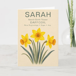 Carte Fleur de naissance personnalisée de mars Daffodil