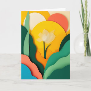 Carte Fleur de papier ensoleillée
