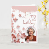 Carte Fleur de Parties scintillant rose Photo 80e annive (Fleur jaune)