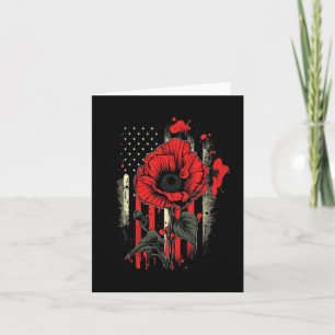 Carte Fleur de pavot rouge de la fête des morts drapeau 