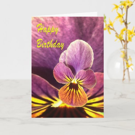 Carte Fleur de pensée d'anniversaire (Fleur jaune)