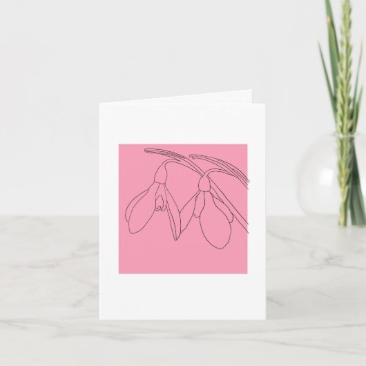 Carte Fleur de perce-neige rose et noire (Devant)