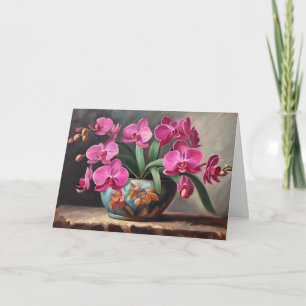 Carte Fleur de plante d'orchidée rose nature morte