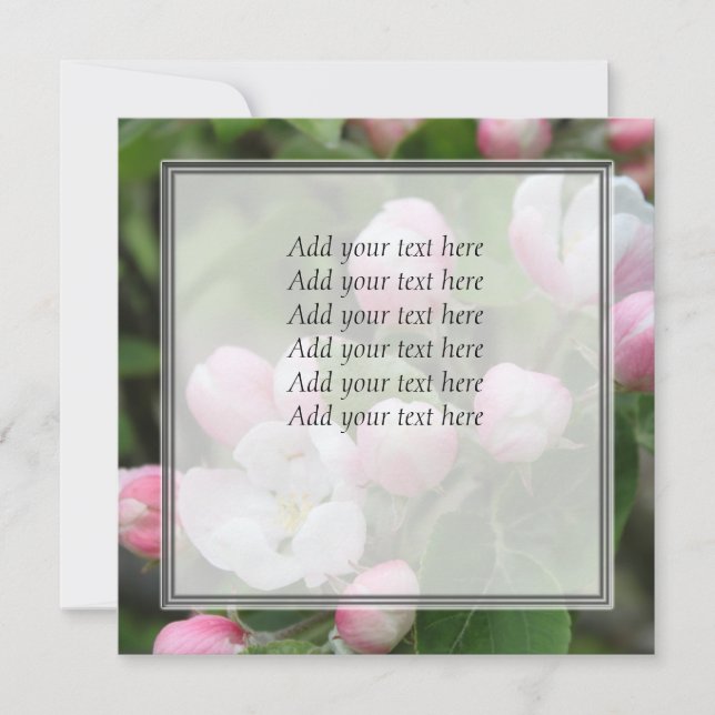 Carte fleur de pomme et feuilles verts (Devant)