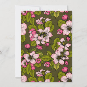 Carte Fleur de pomme sur vert foncé