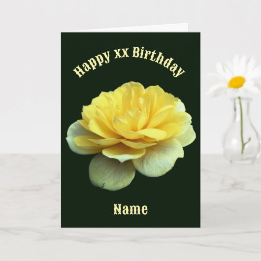 Carte Fleur de rose jaune Personnalisé Anniversaire (Petite plante)