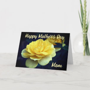 Carte Fleur de rose jaune personnalisée pour la fête des
