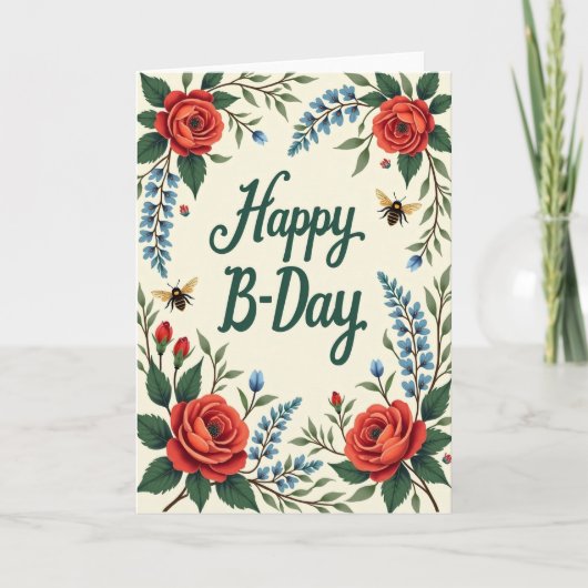 Carte Fleur de Rose Rayée (Devant)