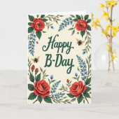 Carte Fleur de Rose Rayée (Fleur jaune)