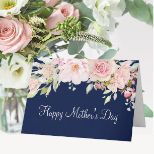 Carte Fleur de rose rose pastel Joyeuse fête des mères f