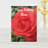 Carte Fleur de rose rouge Anniversaire personnalisé (Fleur jaune)