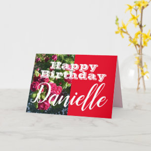 Carte Fleur de rose rouge Bonne fête d'anniversaire Femm