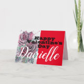 Carte Fleur de rose rouge Joyeux Valentines Jour Femme N (Devant)