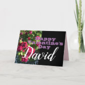 Carte Fleur de rose rouge Joyeux Valentines Jour Nom (Devant)