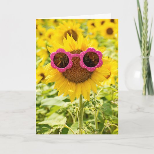Carte Fleur de soleil de Jour avec lunettes de soleil (Devant)