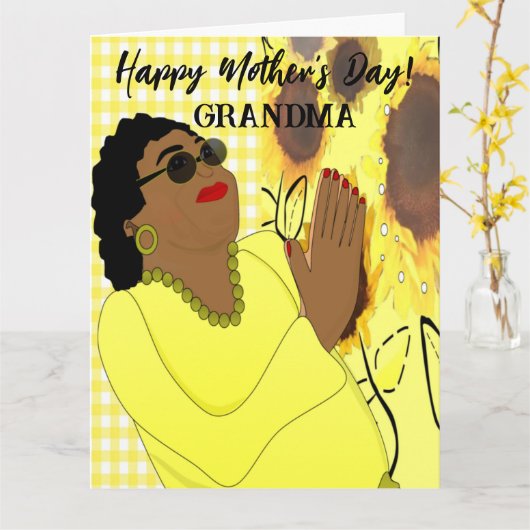 Carte Fleur de soleil Fête des mamans afro-américaines (Fleur jaune)