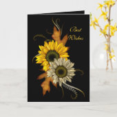Carte Fleur de Soleil Noir Meilleurs voeux Anniver (Fleur jaune)