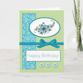 Carte Fleur de Teal de joyeux anniversaire