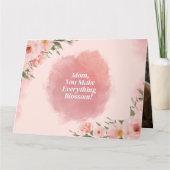 Carte Fleur de teint rose élégante pour la fête des mère (Devant)