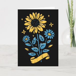 Carte Fleur de tournesol d'Ukraine Bleu Jaune Femmes Ukr