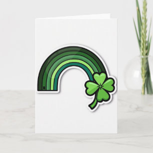 Carte Fleur de Trèfle Arc-en-Ciel Vert Chanceux