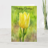 Carte Fleur de tulipe jaune Aquarelle Style Art Annivers (Devant)