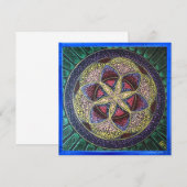 Carte Fleur de vie peinte à la main - mandala d'art sacr (Devant / Derrière)