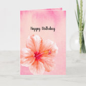 Carte Fleur d'Hibiscus Rose Tropicale Anniversaire (Devant)