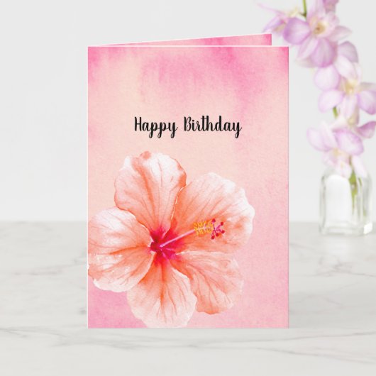 Carte Fleur d'Hibiscus Rose Tropicale Anniversaire (Orchidée)