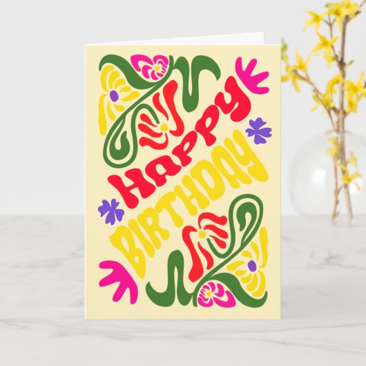 Carte Fleur d'hippie Super rétro (Fleur jaune)