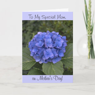 Carte Fleur d'Hortensia Bleu Fête des Mères