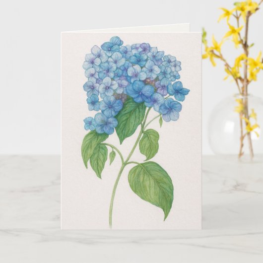Carte Fleur d'Hydrange Bleue | Aquarelle (Fleur jaune)