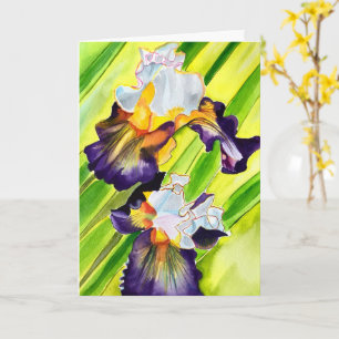 Carte Fleur d'iris floral aquarelle