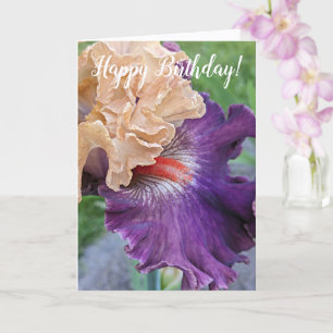 Carte Fleur d'Iris Violet Anniversaire Floral