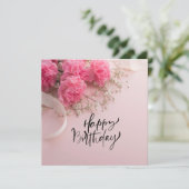 Carte Fleur d'oeillet rose Joyeux anniversaire (Debout devant)